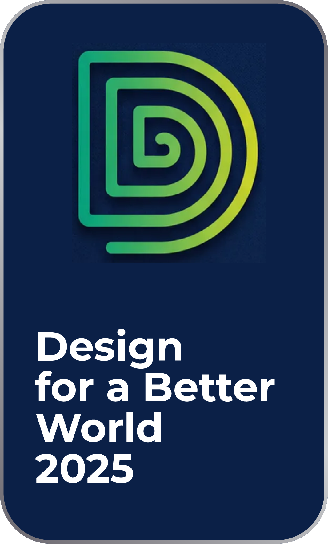 Design for a Better World 2025 seal.