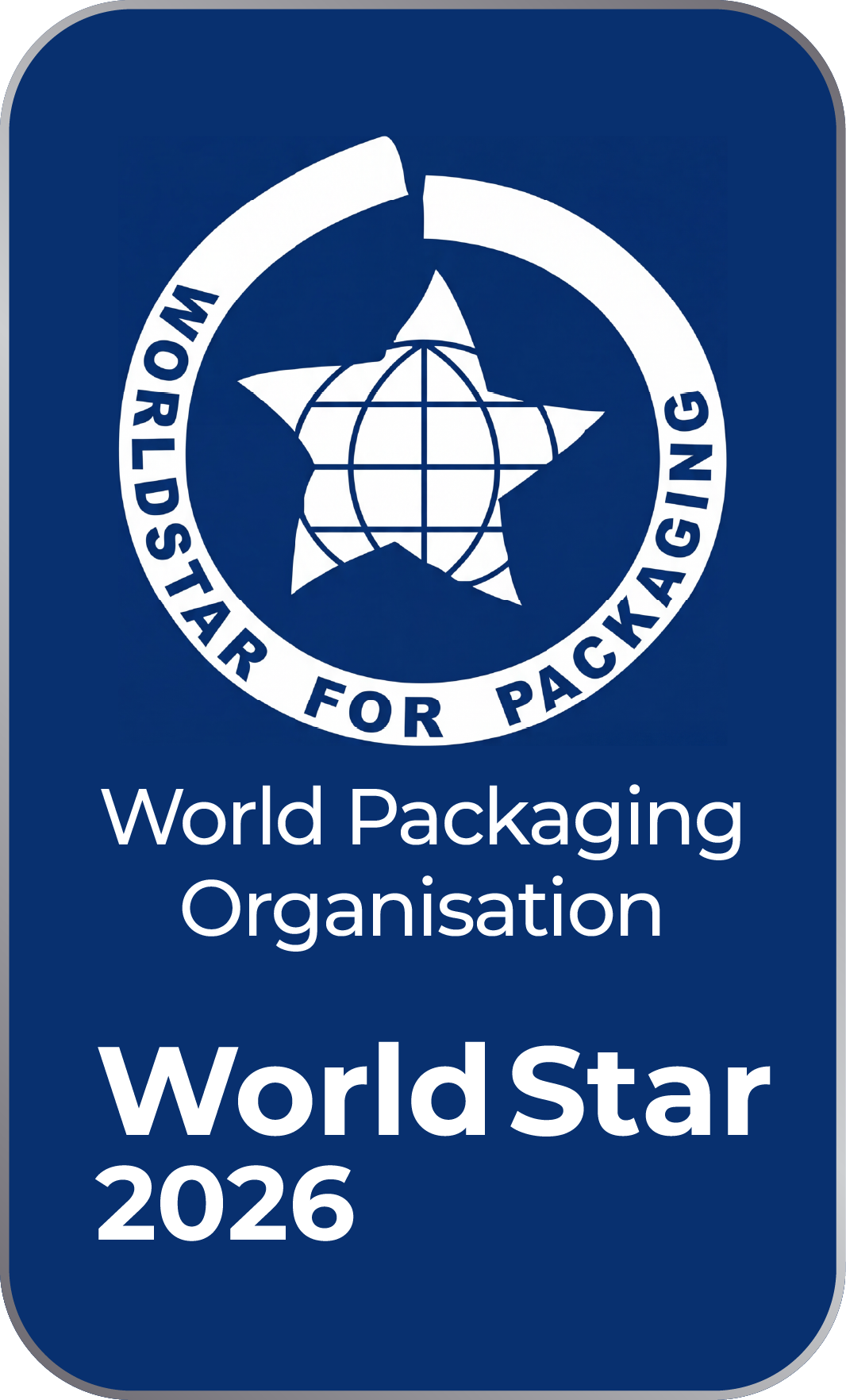 WorldStar 2026 seal from the World Packaging Organisation.
